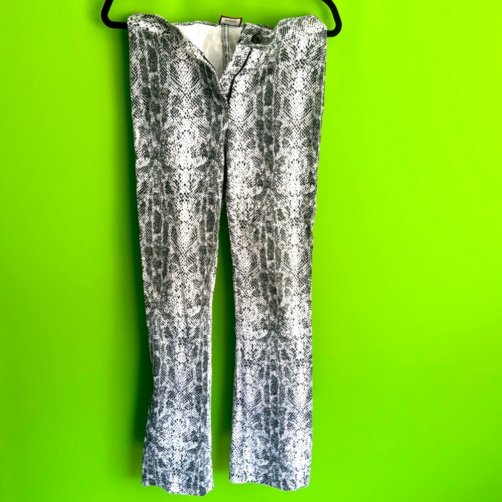 Snakeskin pattern cotton pants stretch